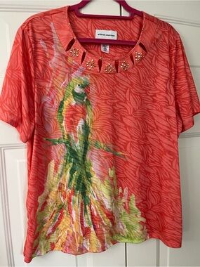 Alfred Dunner Tropical Parrot Lightweight Top